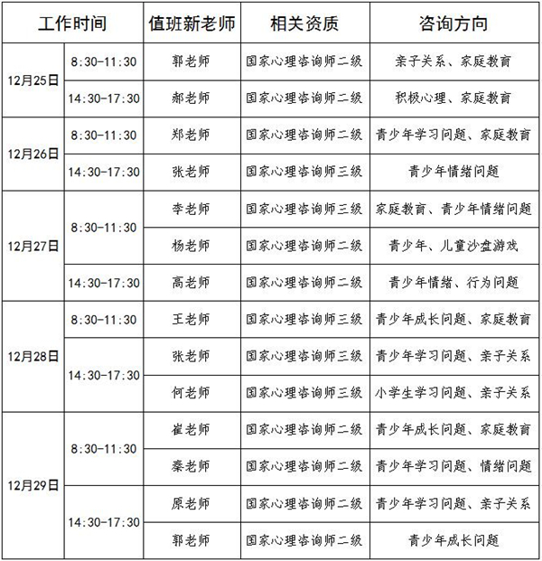 12.25-12.29日公益值班图