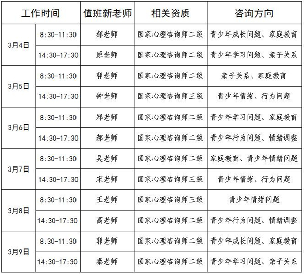 3.4-3.9日公益值班图