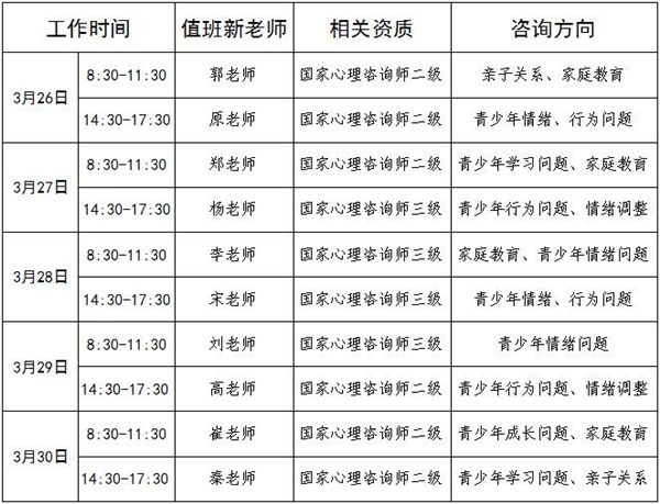 3.26-3.30日公益值班图