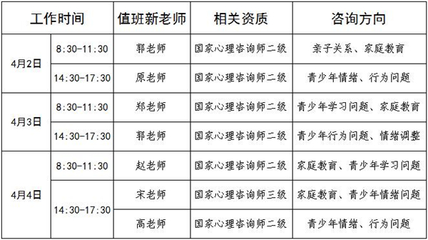 4.2-4.4日公益值班图