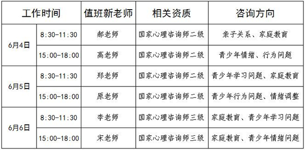 6.4-6.6日公益值班图