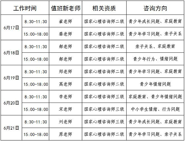 6.17-6.21日公益值班图