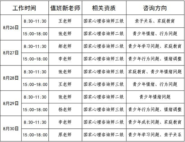 8.26-8.30日公益值班图