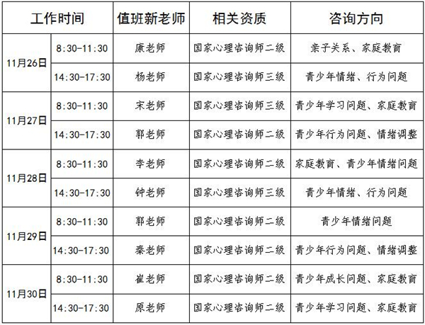 11.26-11.30日公益值班图