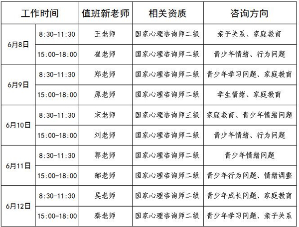 6.8-6.12日公益值班图