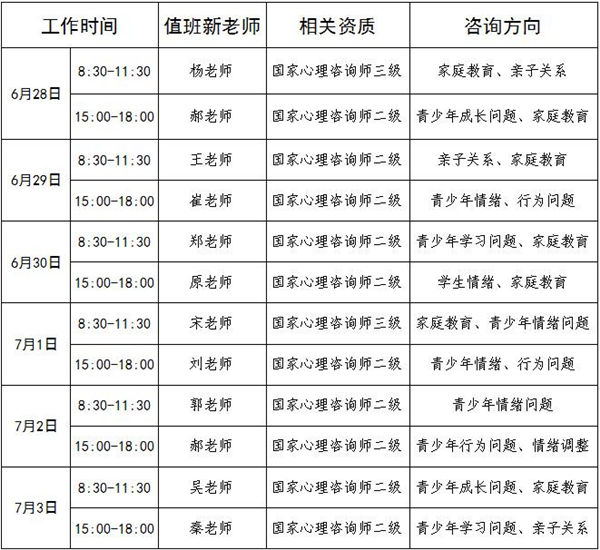 6.28-7.3日公益值班图