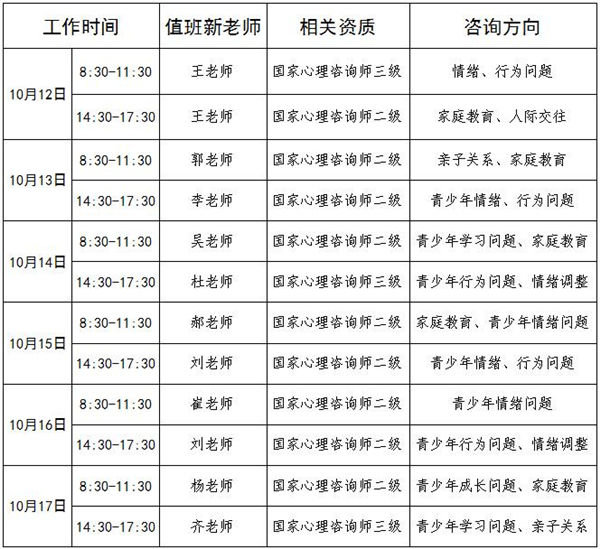 10.12-10.17日公益值班图