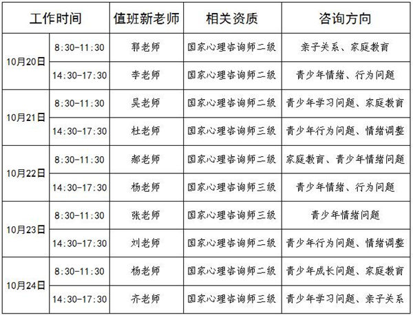 10.20-10.24日公益值班图