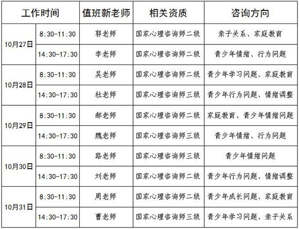 10.27-10.31日公益值班图