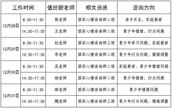 12.28-12.31日公益值班图