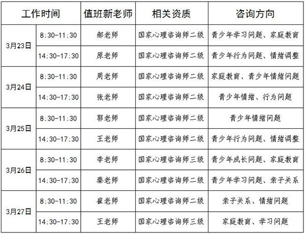 3.23-3.27日公益值班图